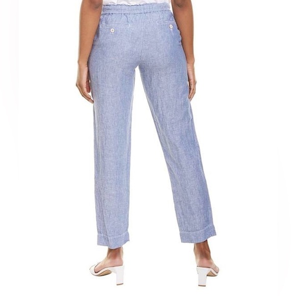 Tommy Bahama Blue 100% Linen Chambray Coconut Shell Button Breathable Pants S/P - Picture 2 of 14